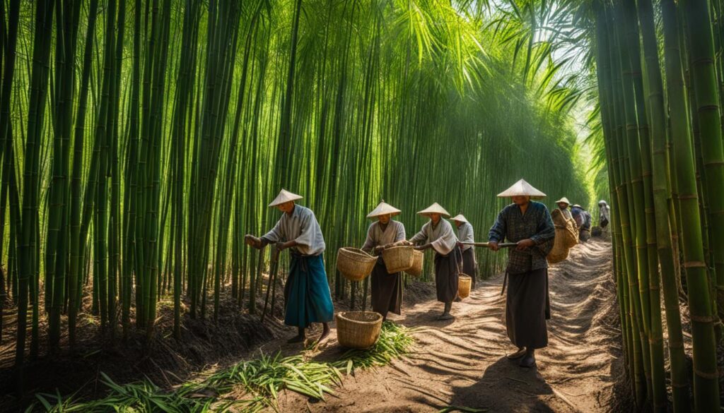 Harvesting bamboo shoots