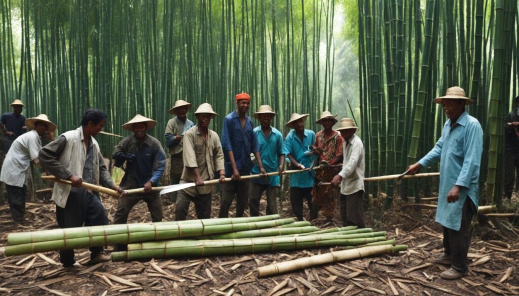 harvesting Dendrocalamus calostachyus