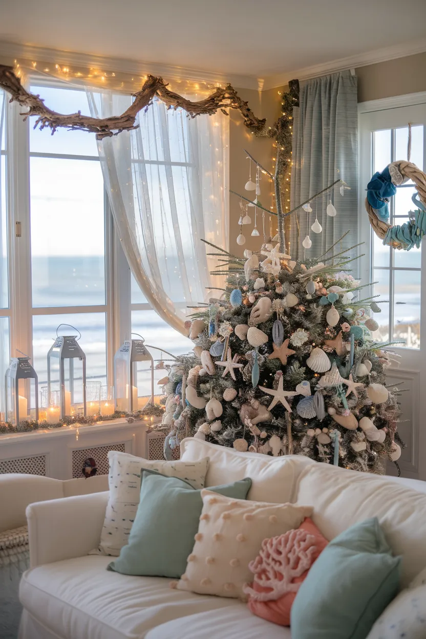 10. Coastal Apartment Christmas Decor