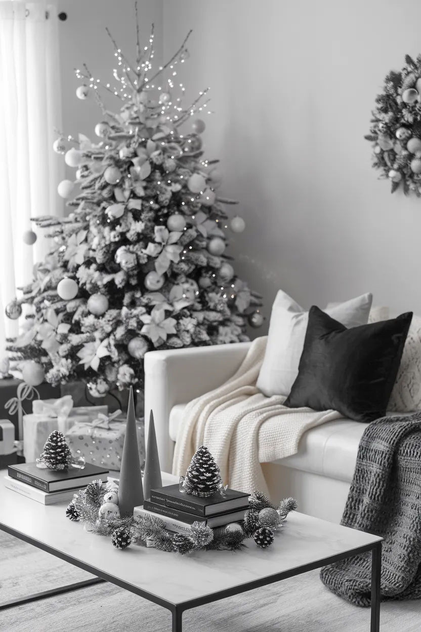 13. Monochrome Apartment Christmas Decor