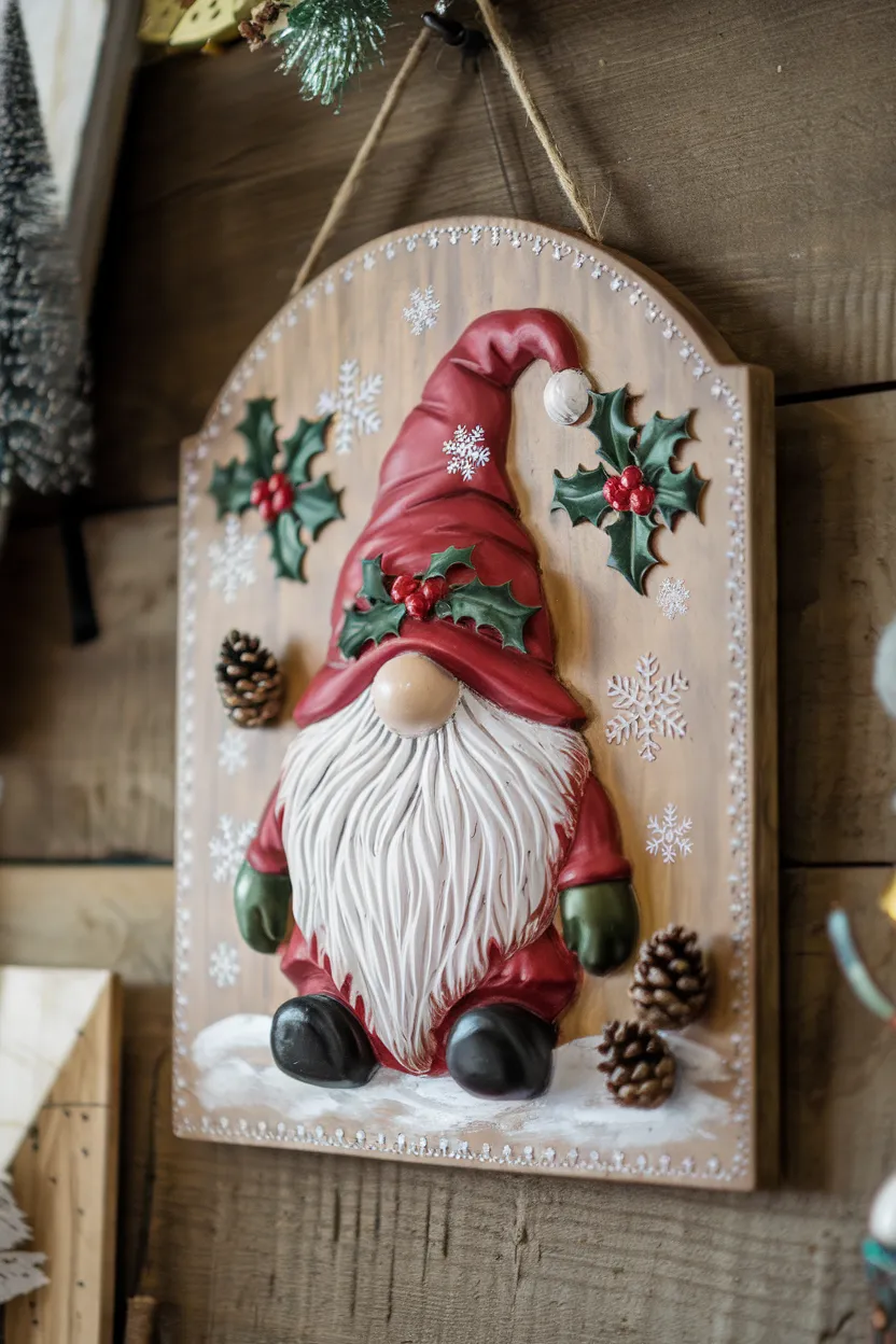 16. Christmas Gnome Wall Plaque