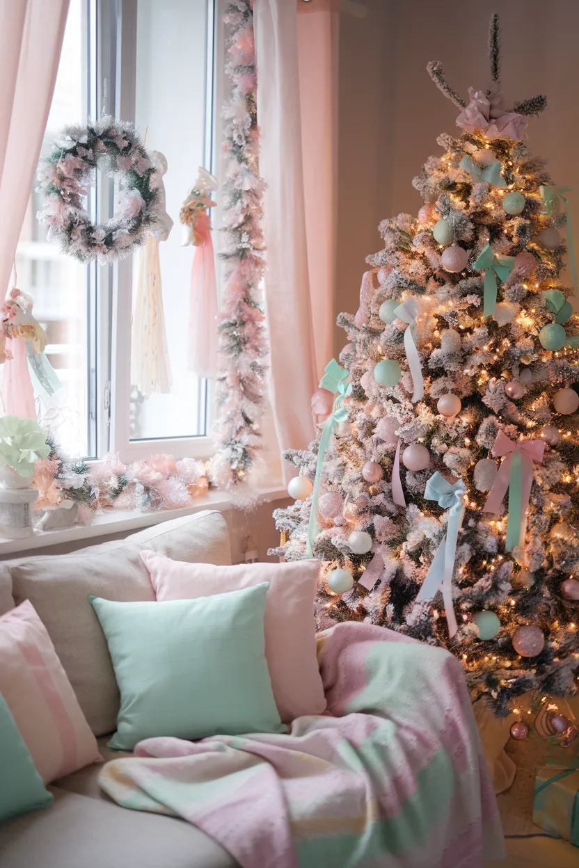 16. Pastel Apartment Christmas Decor