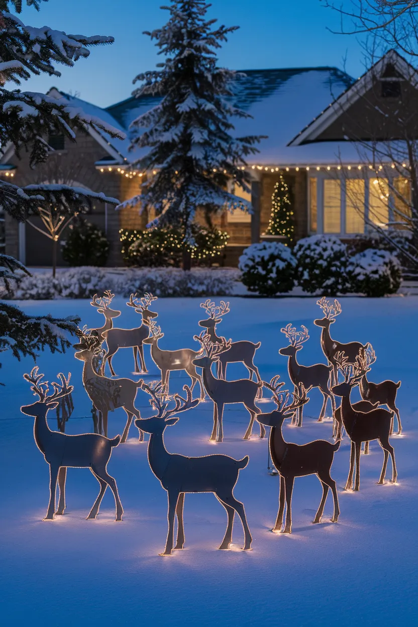 19. Reindeer Lit Silhouettes