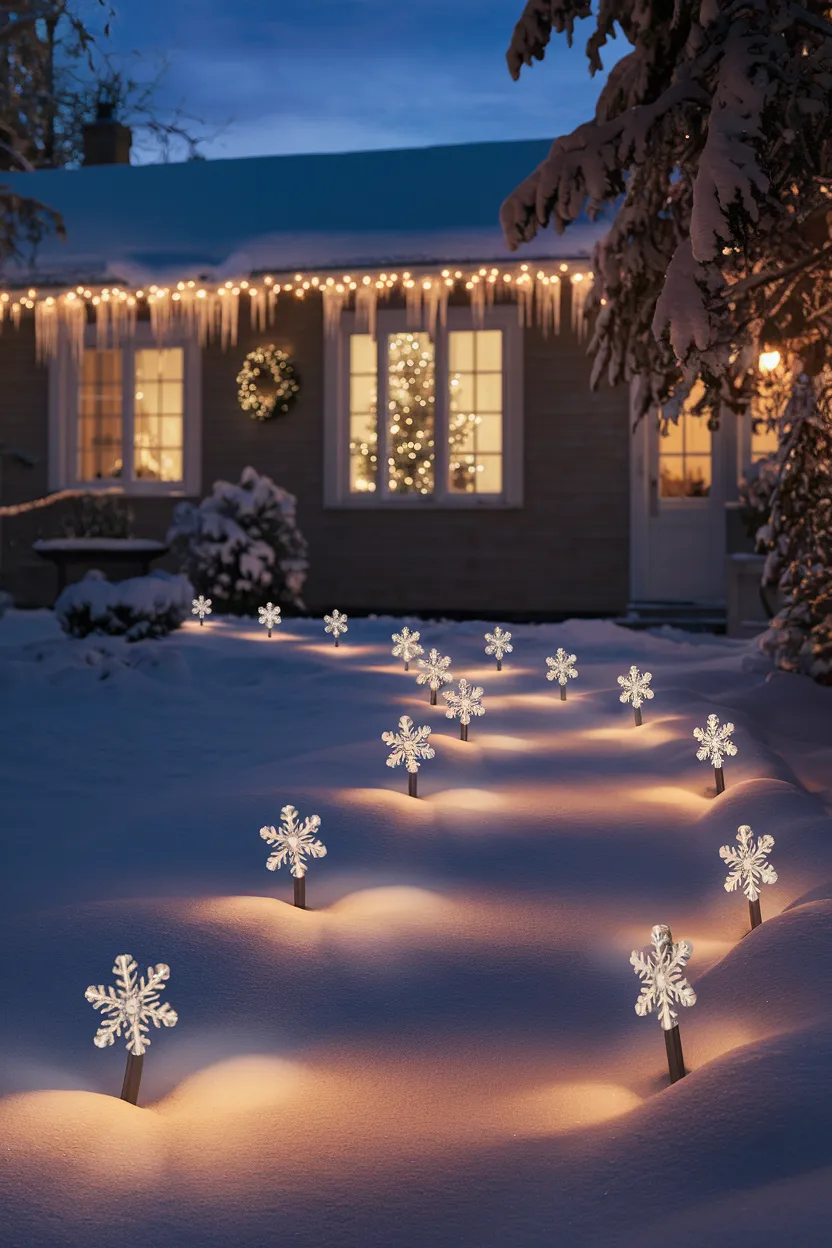 20. LED Snowflake Path Lights