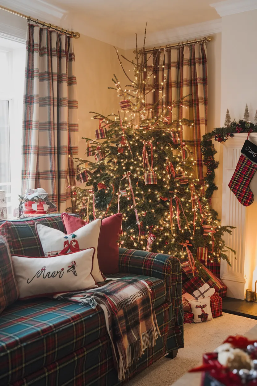 20. Plaid Apartment Christmas Decor