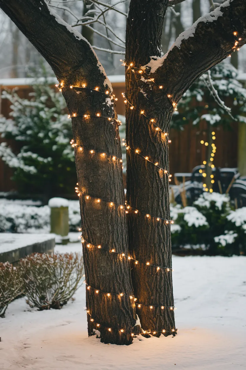 21. Wrapped Tree Trunk Lights