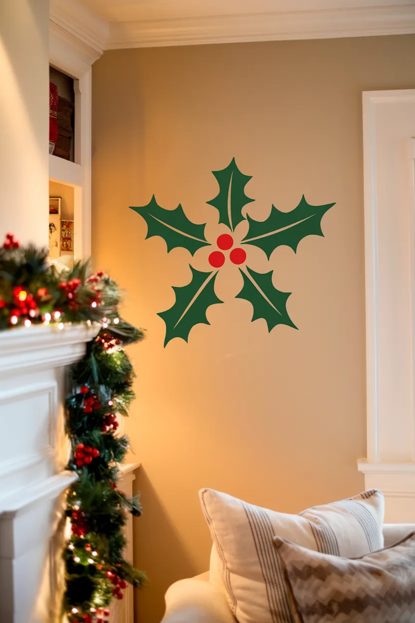 23. Christmas Holly Wall Decal