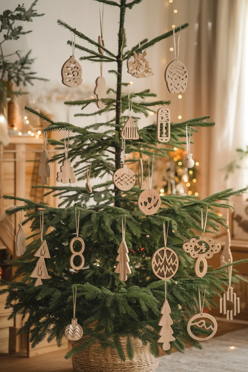 27. Rustic Wooden Ornaments