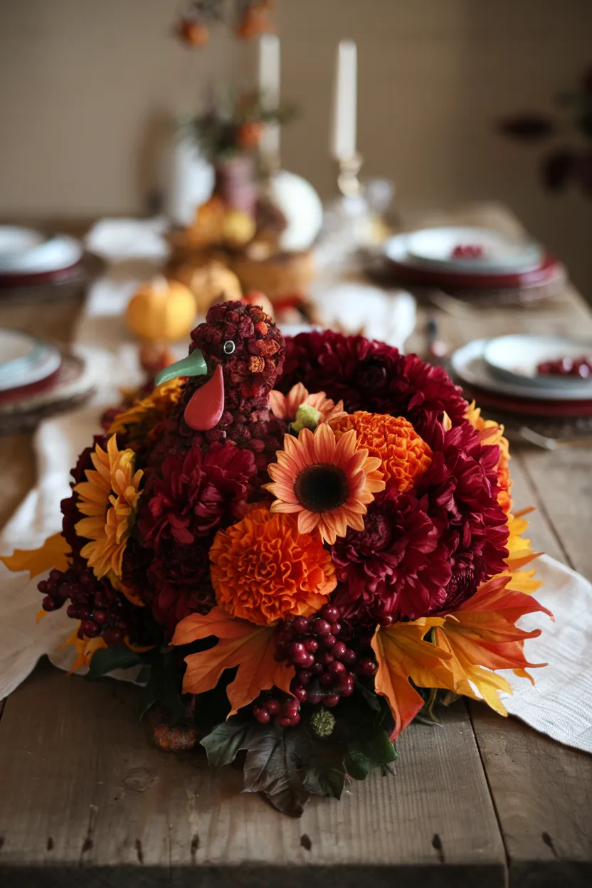 7. Floral Turkey Sculpture