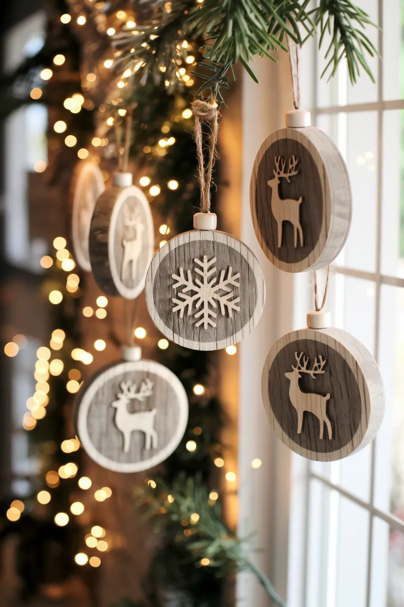 1. Rustic Wooden Ornaments