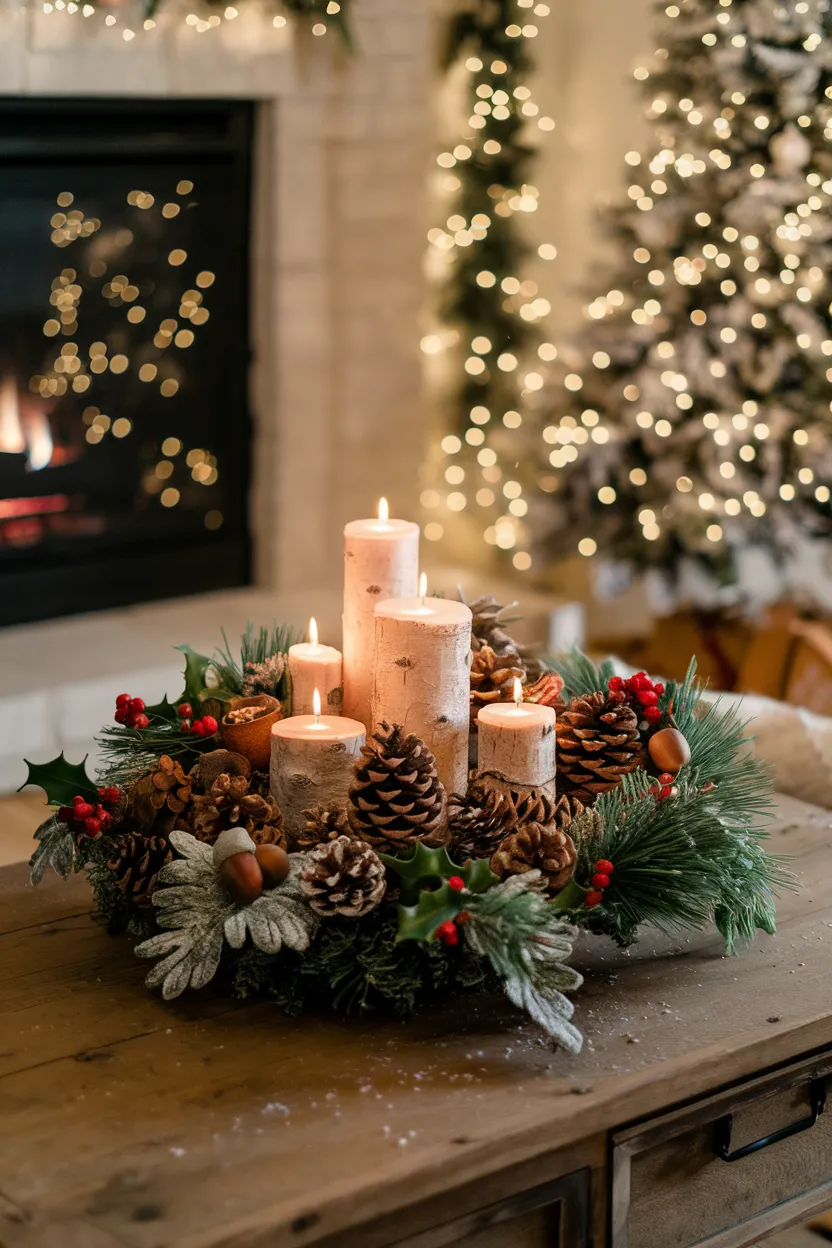 1. Rustic Woodland Christmas Centerpiece