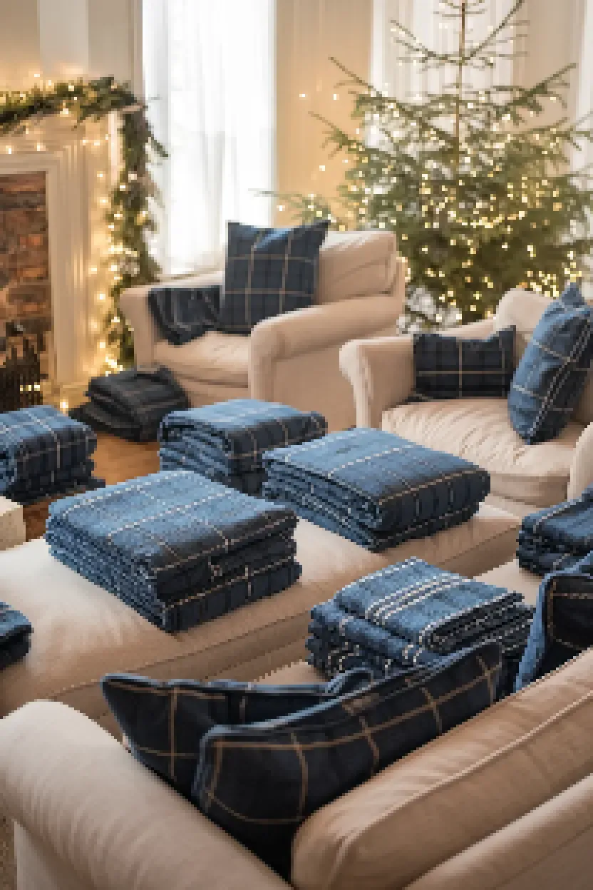 14. Denim Blue Plaid Throws