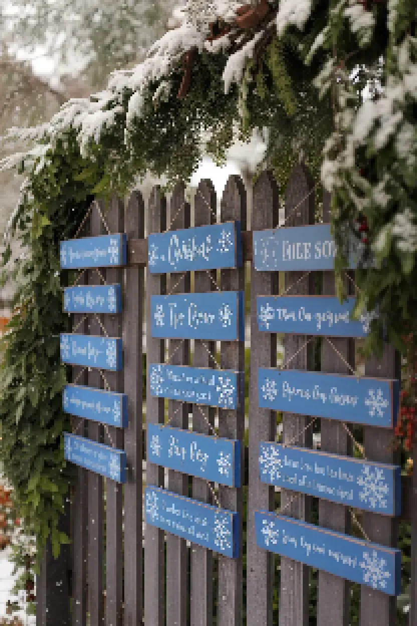 15. Blue Rustic Wooden Signs