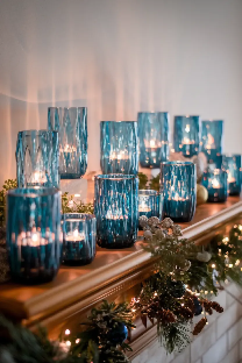 16. Blue Glass Candle Holders