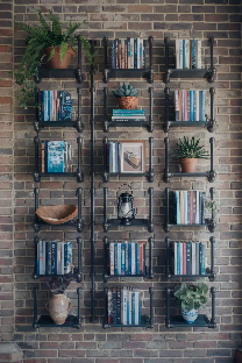 16. Industrial Pipe Shelves