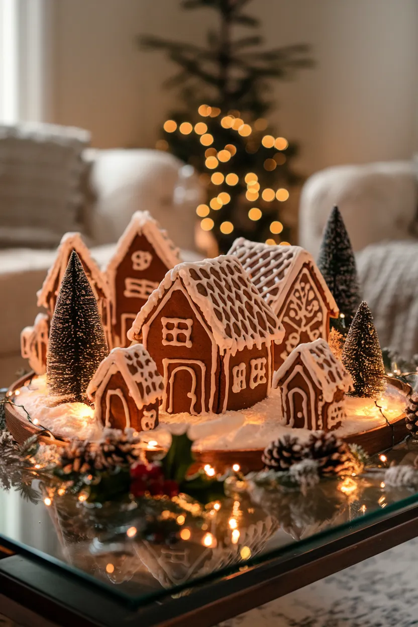 20. Homemade Gingerbread Village Centerpiece