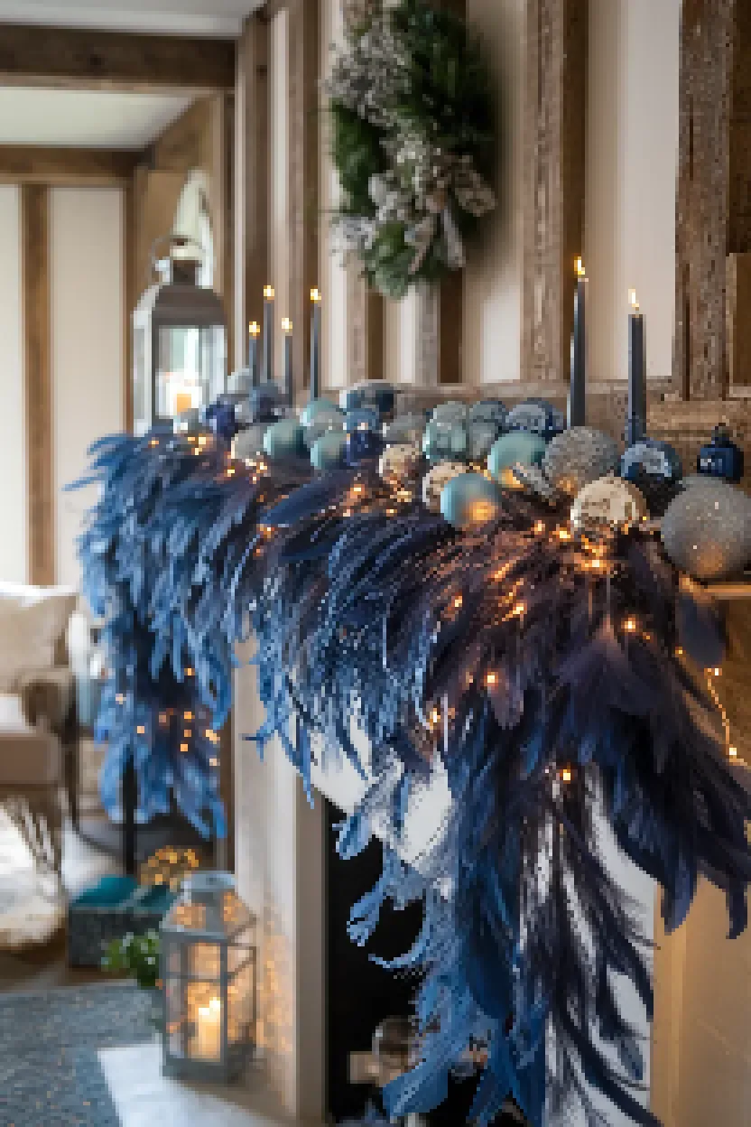 23. Indigo Blue Feather Garland