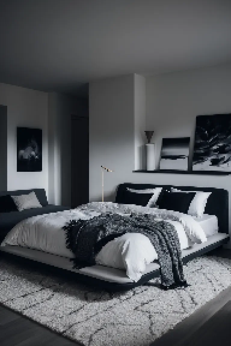 23. Monochrome Chic Bedroom