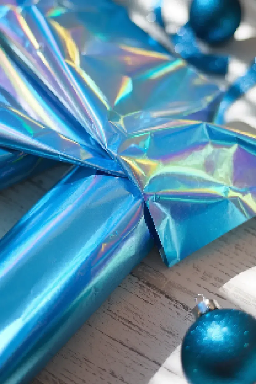 25. Blue Holographic Wrapping Paper