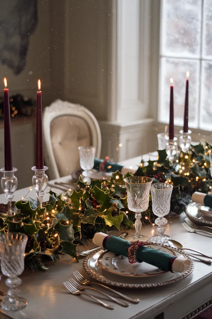 28. Refined Victorian Christmas Table Decor