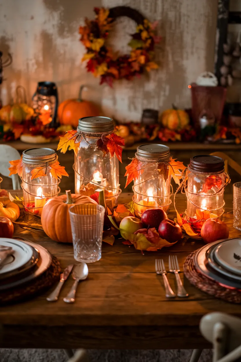 4. Rustic Mason Jar Lanterns