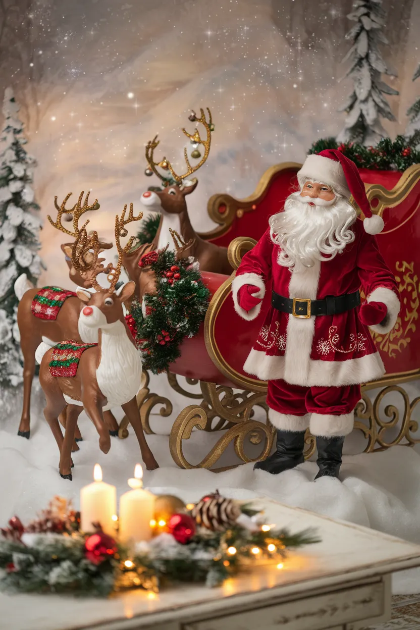 7. Whimsical Santa and Reindeer Scene