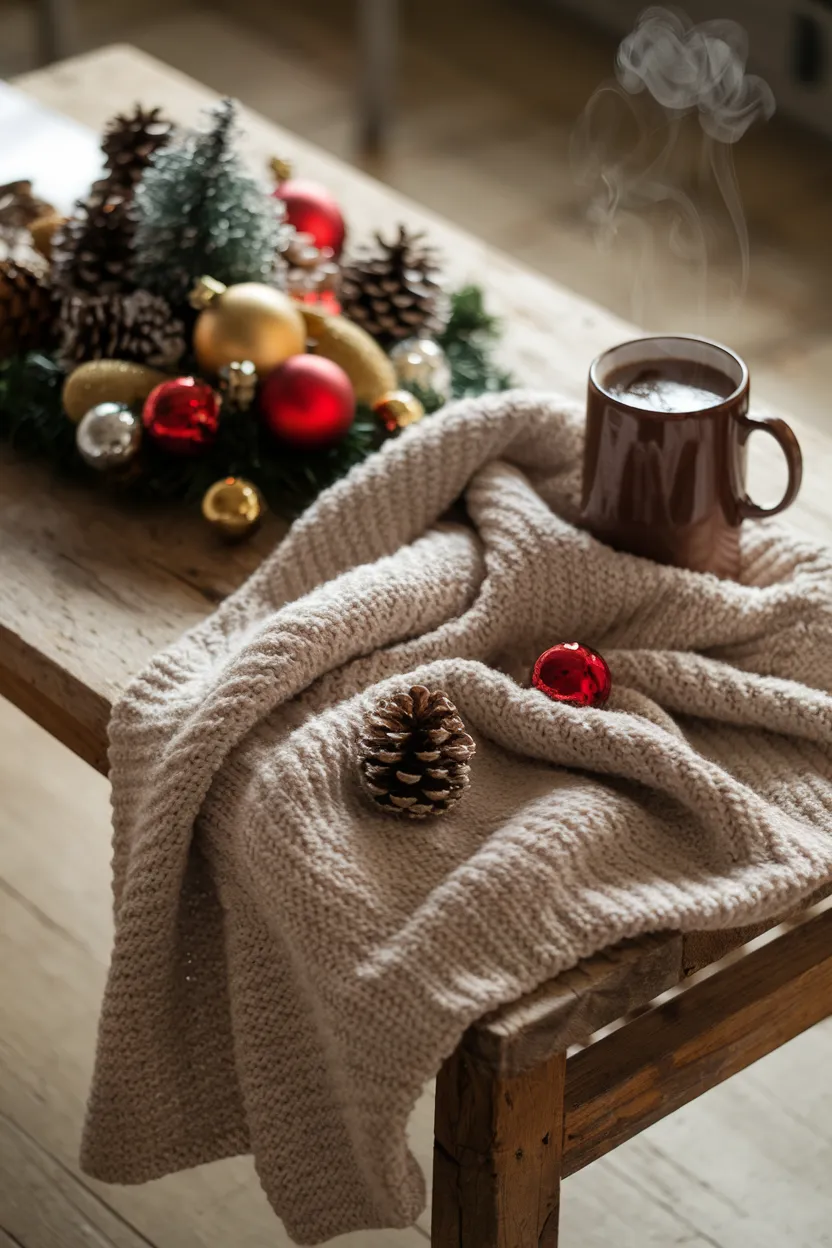 8. Cozy Knit Blanket Table Cover