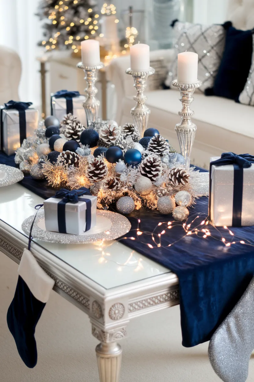 9. Sparkling Silver and Navy Blue Theme