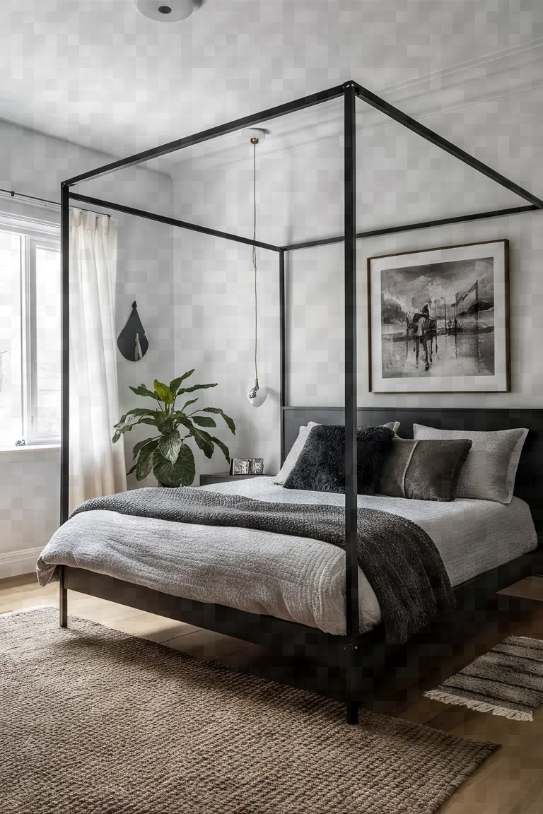 1. Black Industrial Steel Bedframe