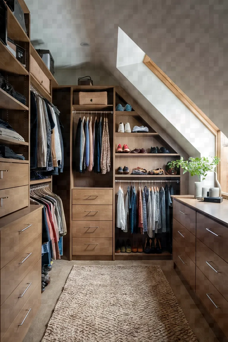 1. Sloped Ceiling Custom Shelving