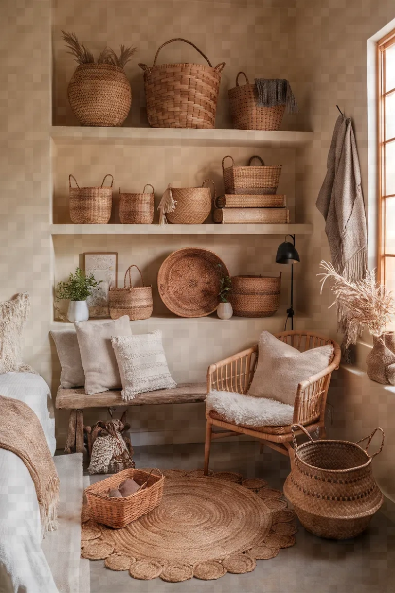 1. Wicker Basket Storage Solutions