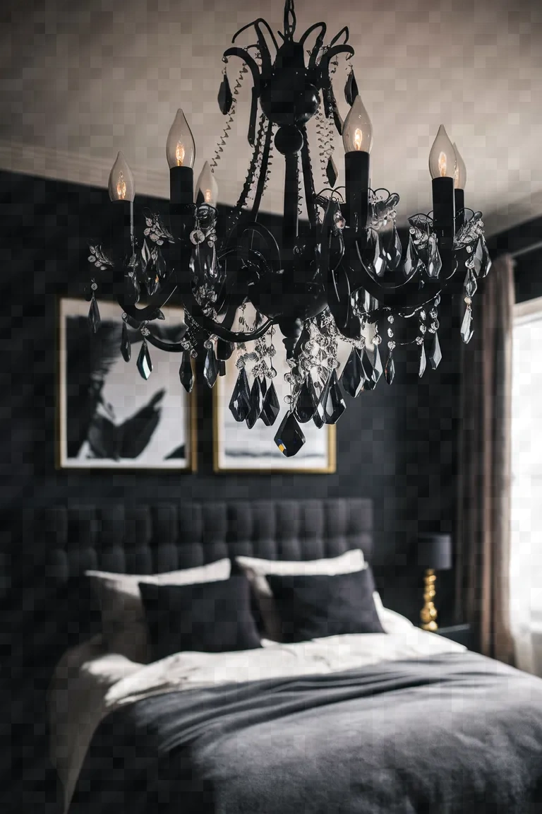 10. Black Crystal Chandelier Lighting