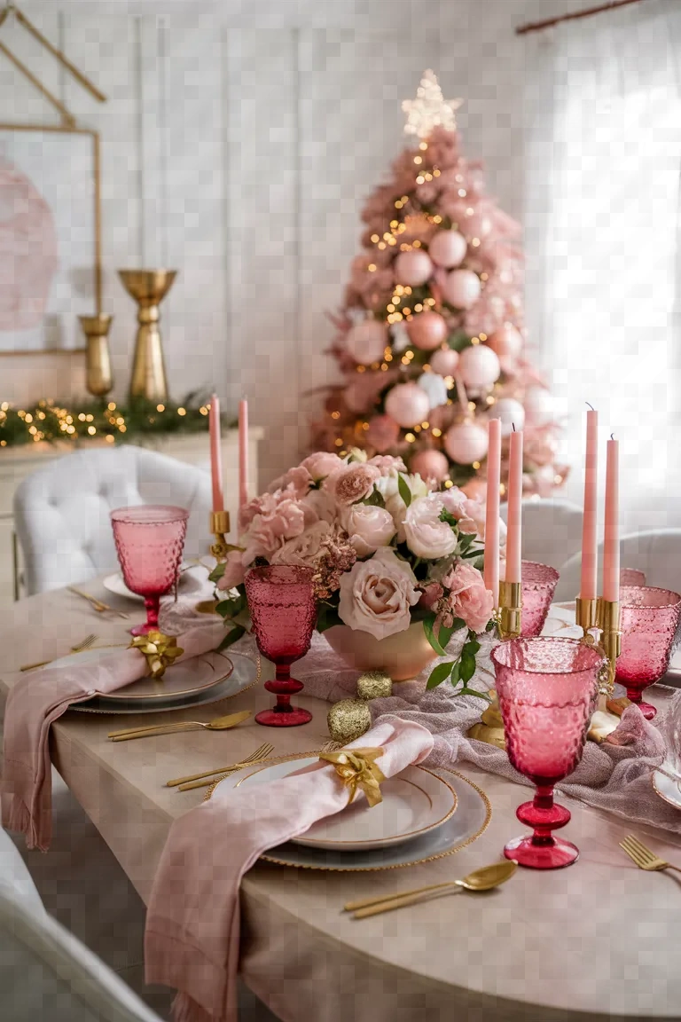 11. Blush Pink and Gold Dining Room Delight