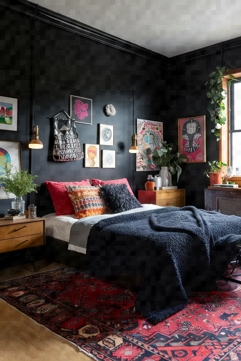 11. Eclectic Fusion Best Black Bedroom Decor Ideas