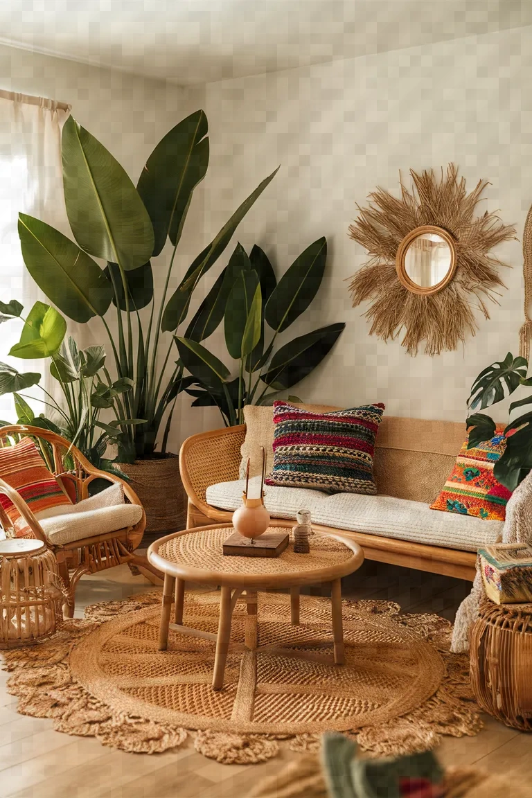 11. Nature-Inspired Bohemian Living Room