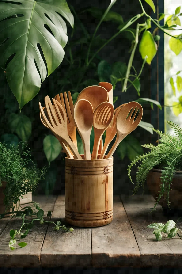 13. Bamboo Kitchen Utensils