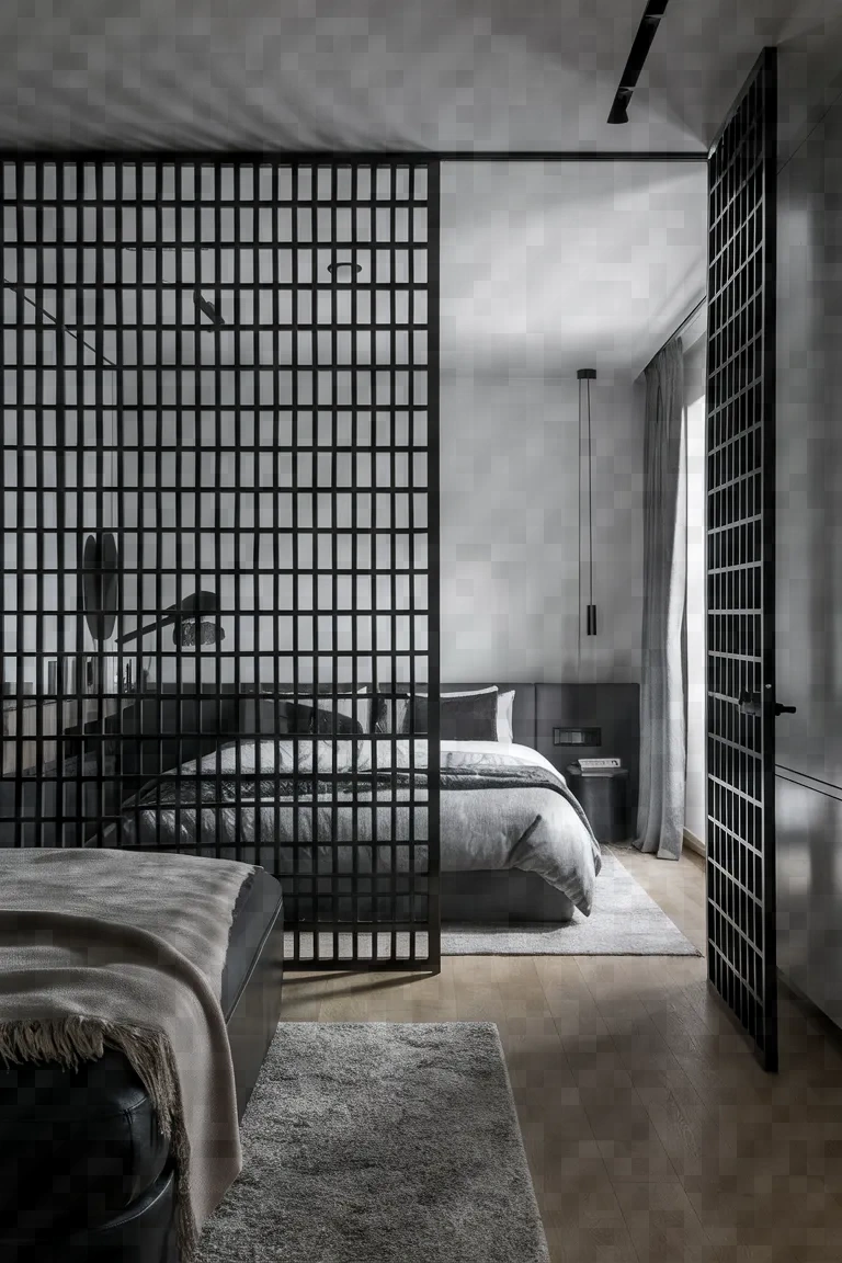 13. Black Lattice Room Divider