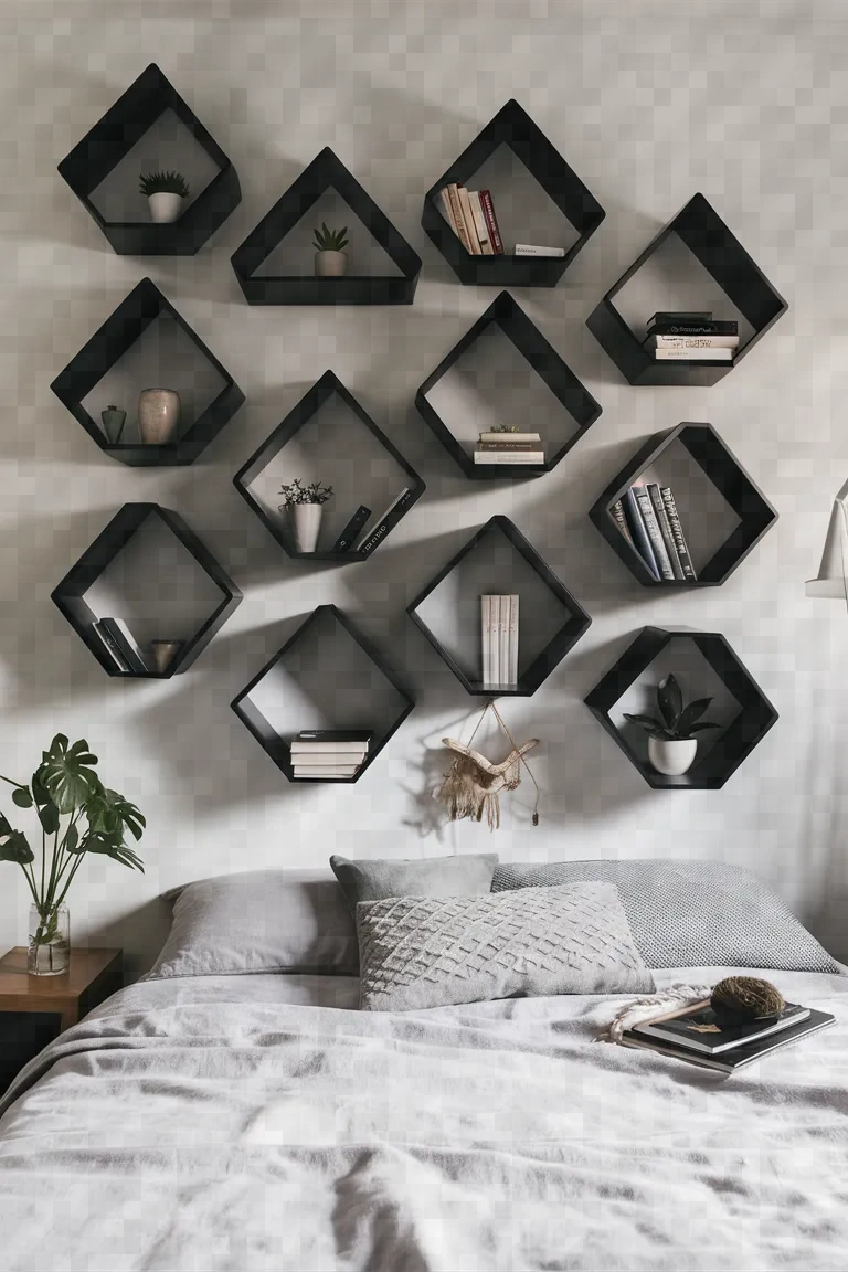 14. Black Geometric Wall Shelves