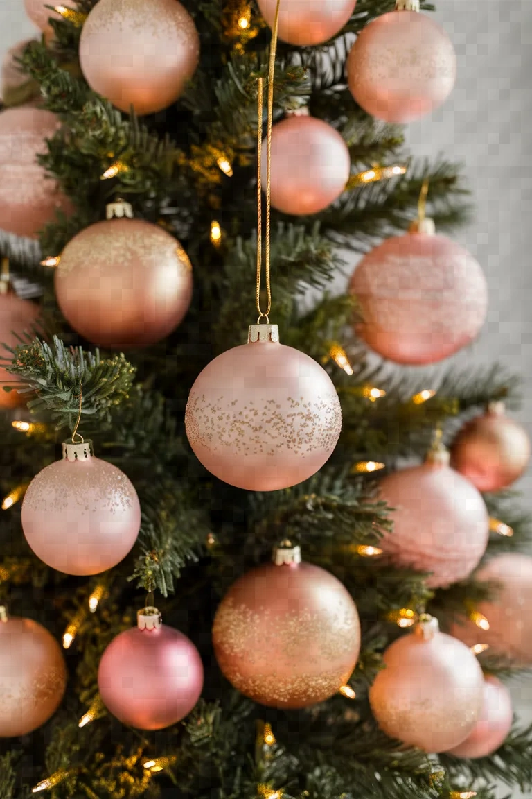 2. Blush Pink and Gold Ornament Extravaganza