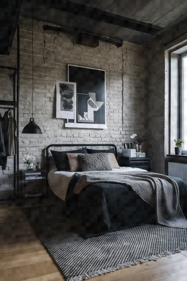 2. Industrial Chic Best Black Bedroom Decor Ideas