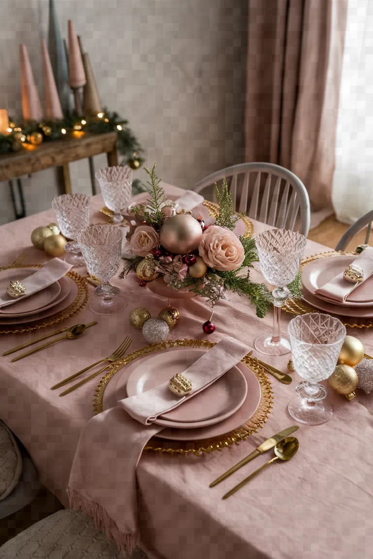 3. Blush Pink and Gold Table Setting Splendor