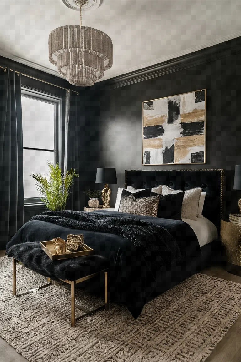 3. Glamorous Touch Best Black Bedroom Decor Ideas