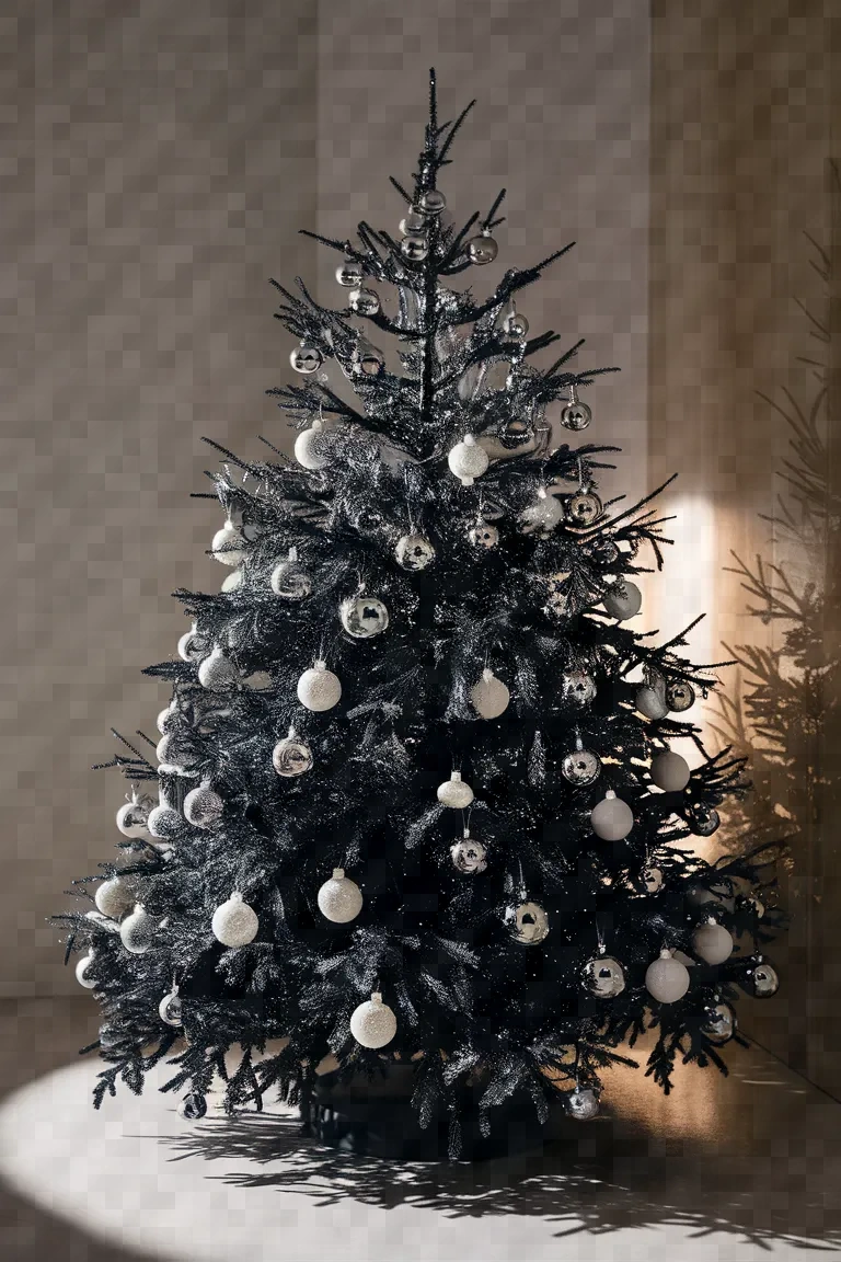 3. Monochrome Magic Black Christmas Tree