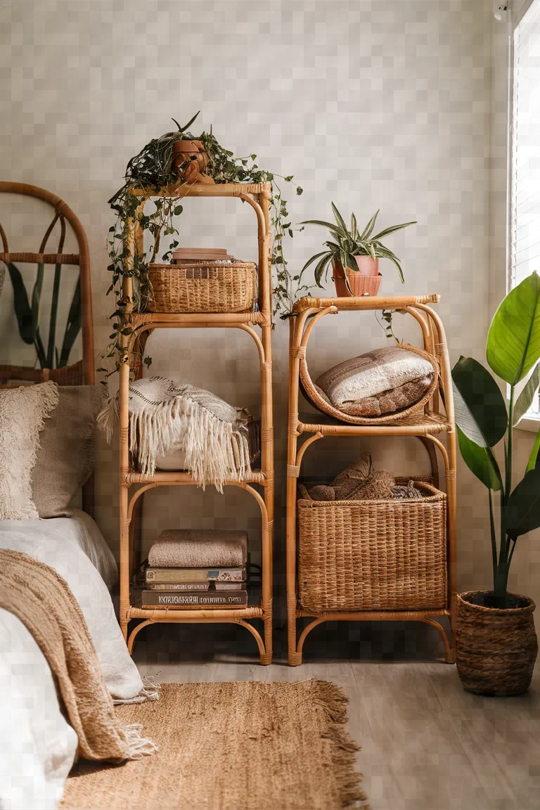 3. Rattan Storage Shelves