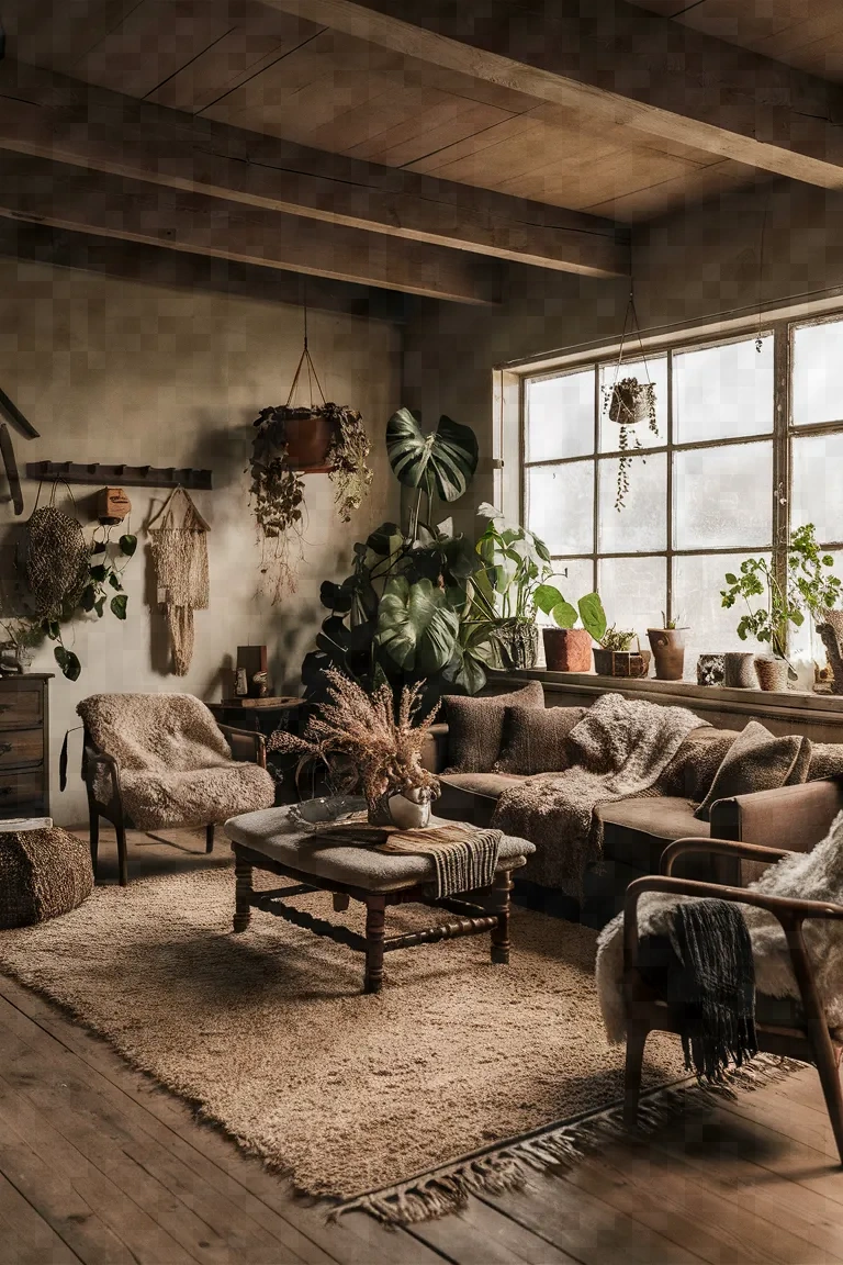 3. Rustic Bohemian Living Room