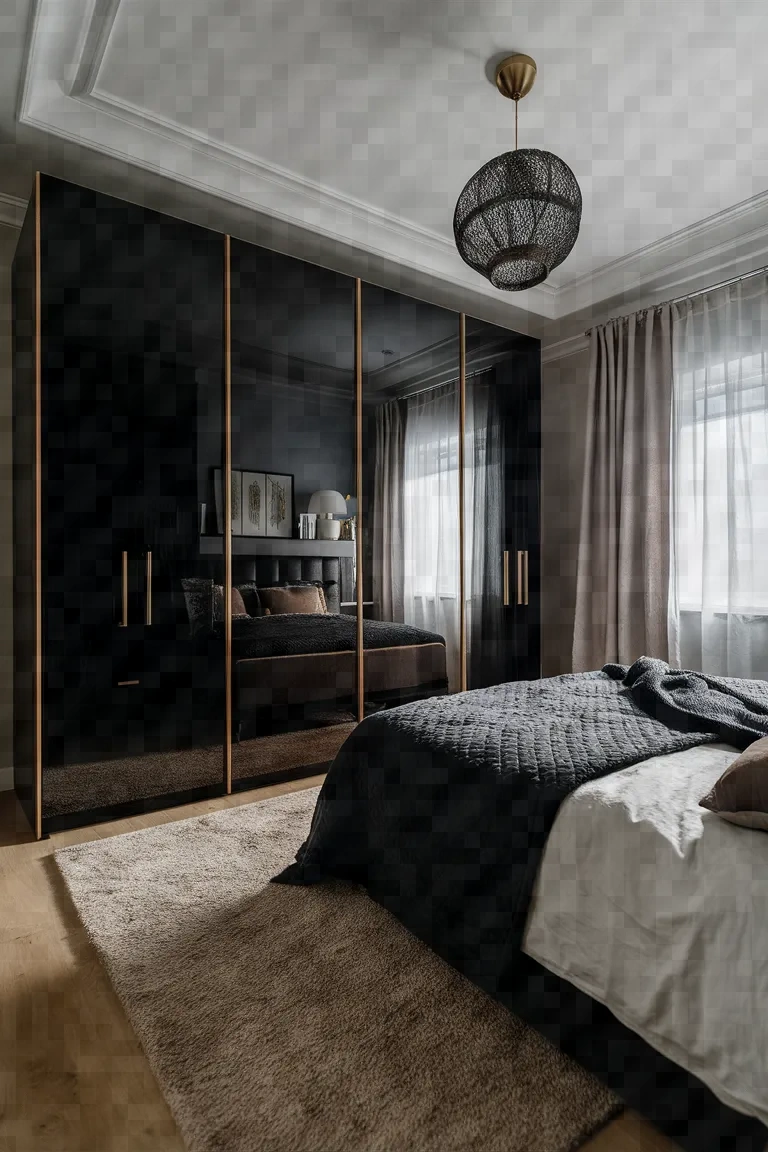 4. Black Gloss Wardrobe Design