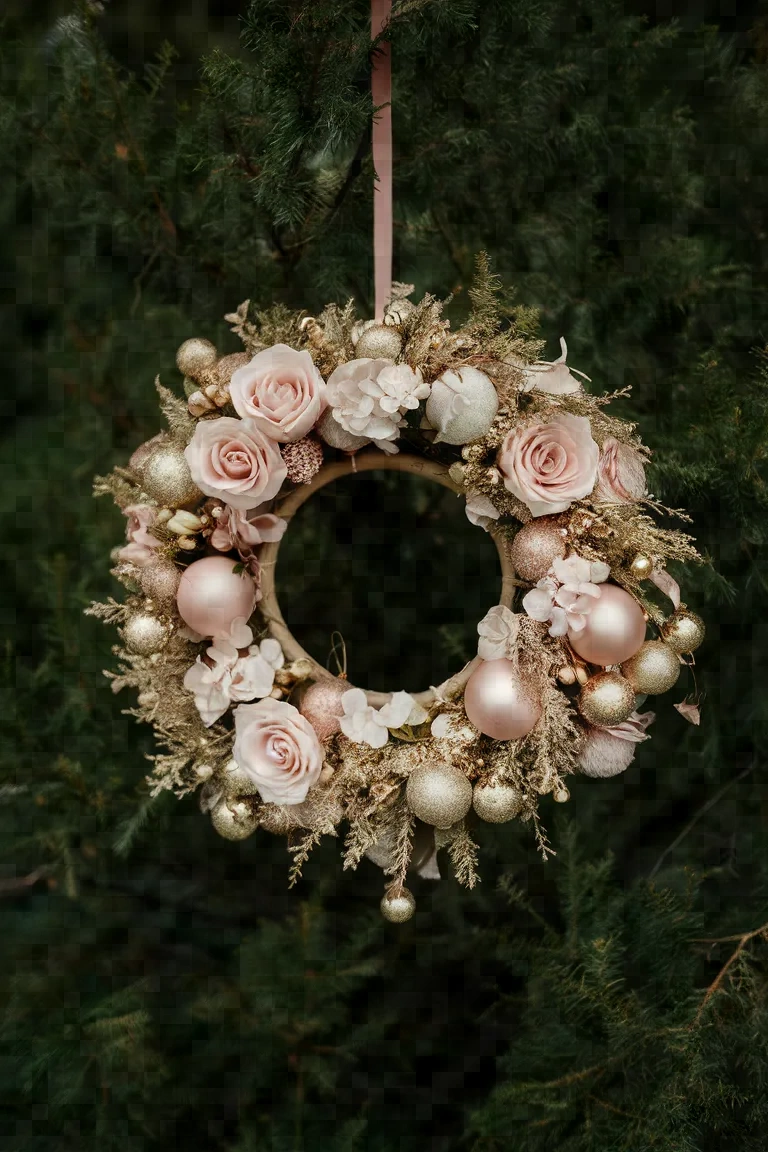 4. Blush Pink and Gold Wreath Wonder