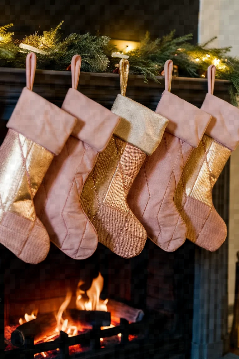 5. Blush Pink and Gold Stocking Display