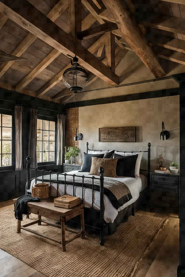 5. Rustic Charm Best Black Bedroom Decor Ideas