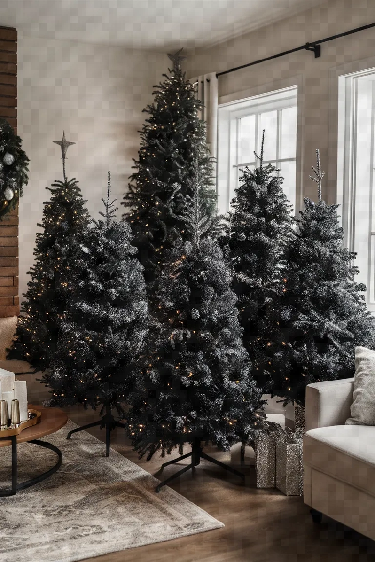 6. Silver Frost Black Christmas Tree